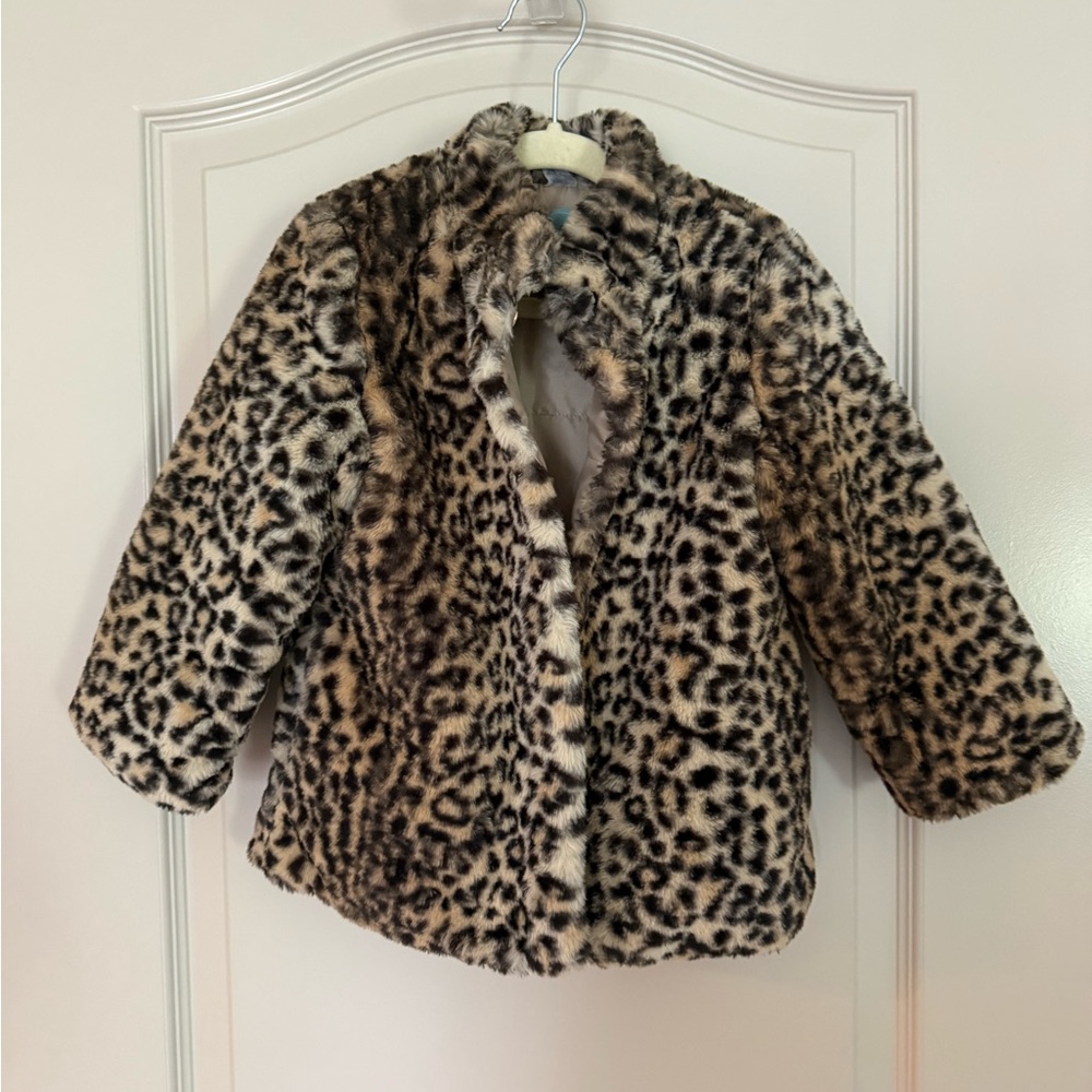 Leopard Print Faux Fur Toddler Girls' Jacket